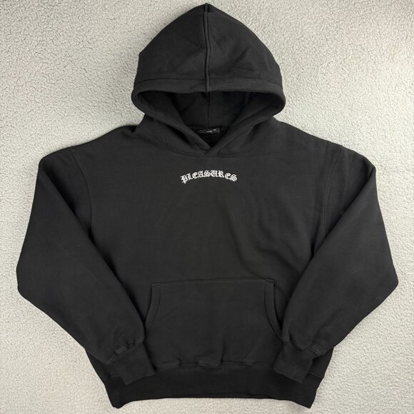 Pleasures Now Hoodie Mens Large L Black Neural Embroidered Fleece Sweatshirt 1 - Picture 2 of 11
